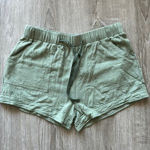 Green linen shorts